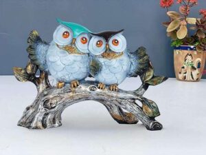 MECOOL Owl Family Sitting on Tree Decorative Bird Showpieces Statue for Home Decor Living Room Bedroom Wall Shelf Table Top Garden Decoration Items -6