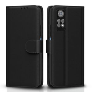 Pikkme Flip Cover Leather Finish | Inside TPU with Card Pockets | Wallet Stand and Shock Proof | Complete Protection Flip Case for Redmi Note 11 / Note 11s (Black)