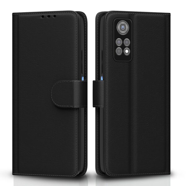 Pikkme Flip Cover Leather Finish | Inside TPU with Card Pockets | Wallet Stand and Shock Proof | Complete Protection Flip Case for Redmi Note 11 / Note 11s (Black)