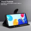 Pikkme Flip Cover Leather Finish | Inside TPU with Card Pockets | Wallet Stand and Shock Proof | Complete Protection Flip Case for Redmi Note 11 / Note 11s (Black)