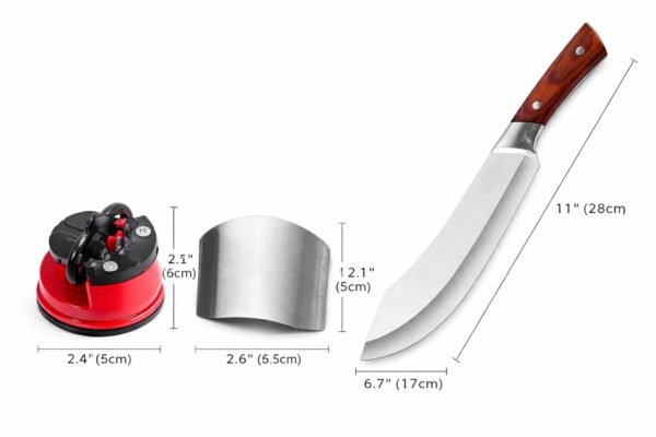 ABSTER 3 in 1 Kitchen Knife Set with Finger Guard & Suction Knife Sharpener | Stainless Steel Chef Knife Combo for Cutting Vegetables, Fruits & Meat | Safe & Durable Kitchen Tools
