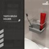 Hepo Stainless Steel Bathroom Tooth Brush Holder Stand Storage Organizer, 1 Tooth Brush Holder | 1 Plastic Tray | 1 Cover Cap |3 Wall Fixing Screws (Grey, 150x100x70 mm) Set of 1