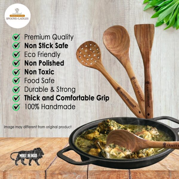 Sheesham Wooden Utensil Set, Turner, Ladle and Spatuala | Wooden Spoon Set | Kitchen Utensils Frying, Serving, Ladles, Dosa, Chapati and Rice Cooking Set of 7
