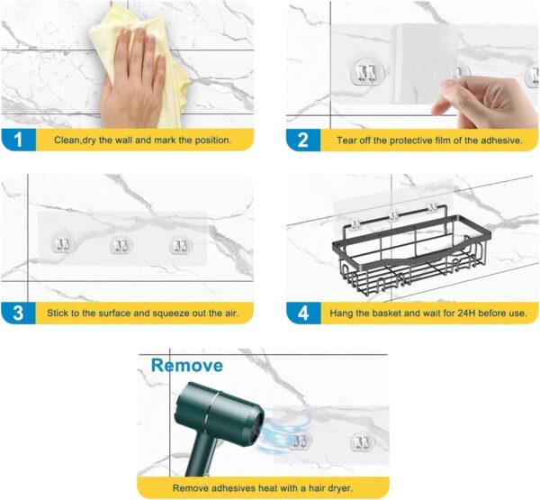 1775171314_Luxury-Bathroom-Shelf-Organizer-5-Pack-Set-Rustproof-Stainless-Steel-Shower-Caddy-No-Drilling-Adhesive-Wall-Mounted-Storage-Rack-for-Kitchen-Bathroom-Multi-Purpose-Shampoo-Soap-Holder.jpg Luxury Bathroom Shelf Organizer - 5 Pack Set Rustproof Stainless Steel Shower Caddy, No-Drilling Adhesive Wall Mounted Storage Rack for Kitchen & Bathroom, Multi-Purpose Shampoo & Soap Holder