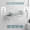 Filox 3-in-1 Stainless Steel Bathroom Organizer Shelf with Towel Rod & Tumbler Holder | Wall Mounted Multipurpose Bathroom Rack | Rust-Proof, Space Saving Bathroom Accessory (15 X 5 INCH)