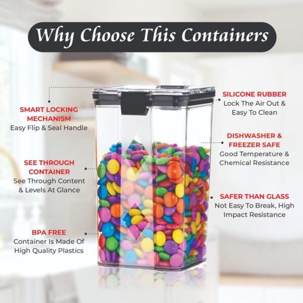 GOLWYN Air Tight Containers For Kitchen Storage Set, Plastic Boxes For Storage, Kitchen Organizer & Kitchen Accessories Items (700Ml And 1100 Ml, 8 Pcs)(Plastic), Transparent