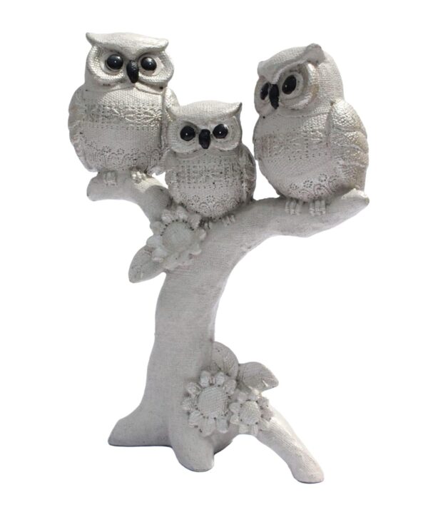 # Owl Family on Tree -Set of 3- Biege Color showpiece for Home Decor/Gift Item/Desk/Study Table/Office