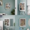 Plastic Self-Adhesive No-Drill with Magic Sticker Wall Mounted Bathroom & Kitchen Storage Cabinet | Multipurpose Organizer with Doors & Shelves for Toiletries, Makeup, Skincare & Essentials