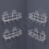 Plantex Stainless Steel Self-Adhesive Multipurpose Bathroom Shelf with Hooks/Towel Holder/Rack/Bathroom Accessories-Wall Mount - Pack of 4 (Chrome)