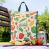 DOUBLE R BAGS Eco-Friendly, Reusable & Multi-Purpose Cotton Canvas Bag With Reinforced Handles For Kitchen Essentials Grocery, Fruits And Vegetables (Pack of 4, All Mix)