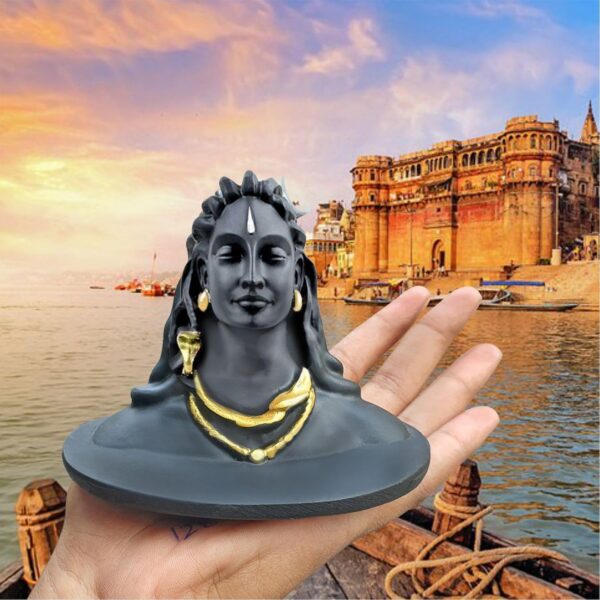 JD FRESH 3 Inch Adiyogi Statue with Rudraksh Mala/Resin Car Dashboard Idols/Lord Shiva for Pooja/Shivratri Gift/Decor/Shiv Murti/Mahadev Statues/Decorative Items for Home/Office(Black)
