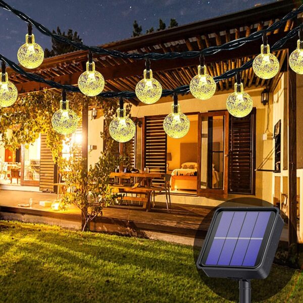 Sinbyuer 20 LED Solar Globe String Lights – Waterproof Outdoor Fairy Lights with 8 Modes | Warm White Decorative Lights for Garden, Patio, Balcony & Festive Decor