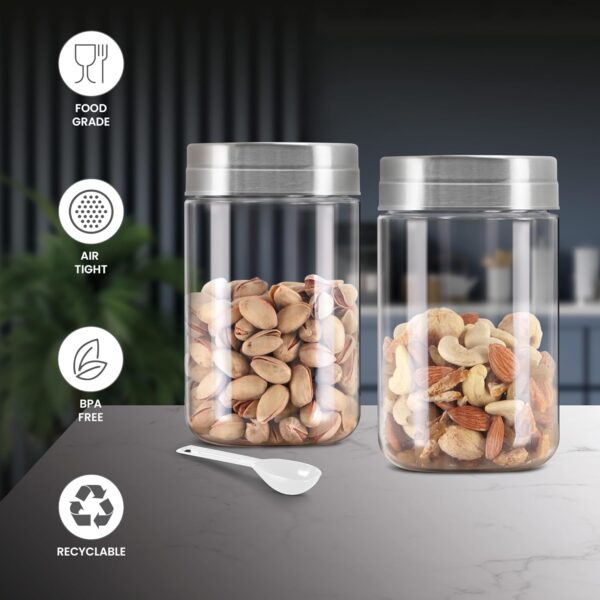 1775214069_MILTON-Steel-Seal-500-Plastic-Storage-Jar-and-Container-Set-of-6-490ml-each-Airtight-Steel-Lid-BPA-Free-Containers-with-Spoon-For-Kitchen-Storage-Grocery-Organising-Multipurpose-Modular-Clear.jpg MILTON Steel Seal 500 Plastic Storage Jar and Container Set of 6, 490ml each, Airtight Steel Lid & BPA Free Containers with Spoon For Kitchen Storage, Grocery Organising, Multipurpose Modular, Clear