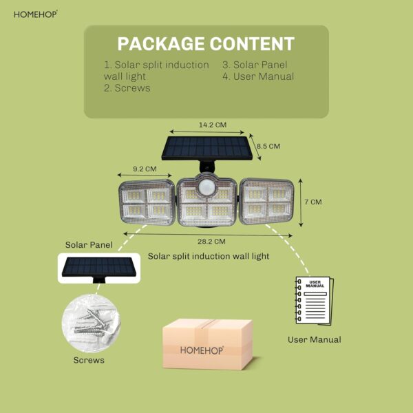 Homehop Solar Wall Lights for Outdoor Waterproof, Motion Sensor Light for Home Security for Garage Driveway, Patio, Porch, Entrance and Doorway (Cool White,No Remote) Pack of 2