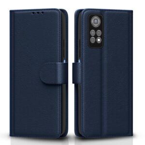 Pikkme Flip Cover Leather Finish | Inside TPU with Card Pockets | Wallet Stand and Shock Proof | Complete Protection Flip Case for Redmi Note 11 / Note 11s(Blue)