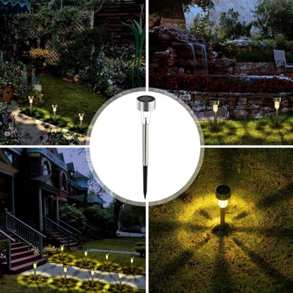 Solar Lights Outdoor, Solar Pathway Lights Outdoor Stainless Steel Yard Lights, Waterproof Garden Lights for Pathway Walkway Patio Yard Lawn Driveway (10)