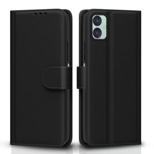 Pikkme Flip Cover Leather Finish | Inside TPU with Card Pockets | Wallet Stand and Shock Proof | Complete Protection Flip Case for Samsung Galaxy M04 / F04 / A04e(Black)