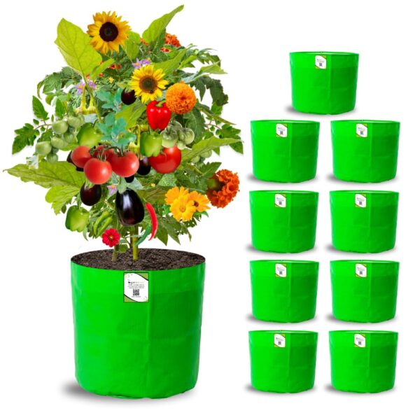 1775247166_ORGANIC-BAZAR-12x12-Grow-Bags-for-Terrace-Garden-Premium-HDPE-260-GSM-Green-Planters-for-Vegetables-Flowers-and-Indoor-Outdoor-Plants-Pack-of-10.jpg ORGANIC BAZAR 12x12 Grow Bags for Terrace Garden, Premium HDPE 260 GSM Green Planters for Vegetables, Flowers, and Indoor Outdoor Plants (Pack of 10)