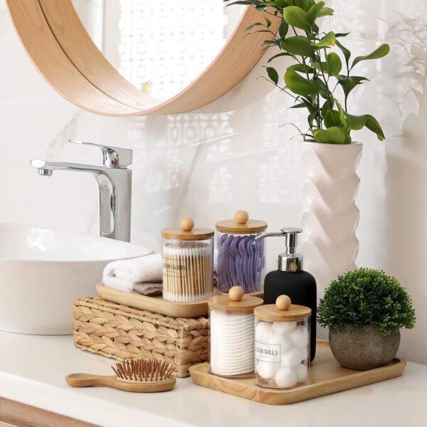 1775249562_Soko-2-Pack-Qtip-Holder-with-Bamboo-Lids-Cotton-Swab-Storage-Dispenser-Acrylic-Vanity-Countertop-Cosmetic-Makeup-Organizer-Bathroom-Canister-Accessories-Set-for-Ball-Pads-Floss-Earbud-2-PC.jpg Soko 2 Pack Qtip Holder with Bamboo Lids, Cotton Swab Storage Dispenser, Acrylic Vanity Countertop Cosmetic Makeup Organizer - Bathroom Canister Accessories Set for Ball, Pads, Floss, Earbud - 2 PC