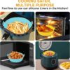 Air Fryer Silicon Tray Liners I Round Silicone Basket Baking Tray I Pot with Ear Handles I Nonstick Reusable Heat Resistant I Cooking Oven Fryer - Multicolor (8 inch, Pack of 2)