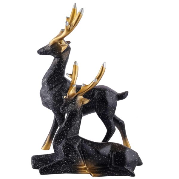 Polyresin Set of 2 Dear showpiece for Home Decoration Items Table Décor Living Room Gift Boxes for Weddings, Parties, Housewarming for Home and Office Use (Black)