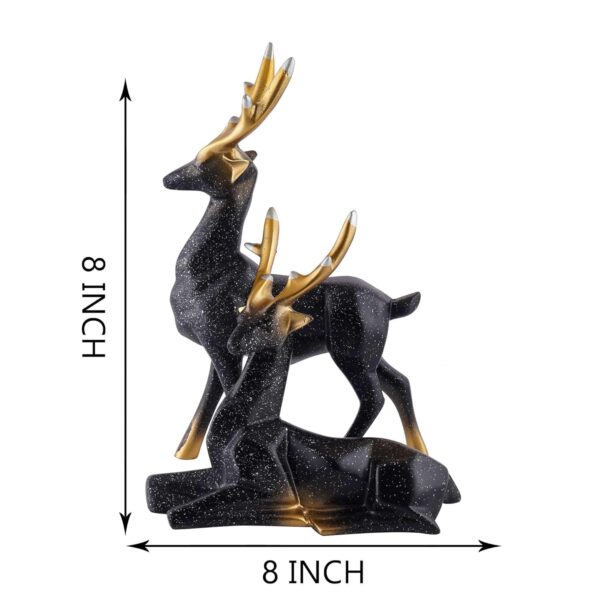 Polyresin Set of 2 Dear showpiece for Home Decoration Items Table Décor Living Room Gift Boxes for Weddings, Parties, Housewarming for Home and Office Use (Black)