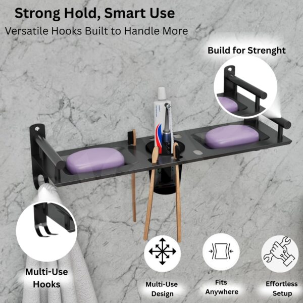 1775256940_Multipurpose-1-Layer-Bathroom-Rack-Double-Soap-Dish-Tumbler-Holder-Tooth-Brush-Holder-Bathroom-Accessories.jpg Multipurpose 1 Layer Bathroom Rack | Double Soap Dish | Tumbler Holder | Tooth Brush Holder | Bathroom Accessories