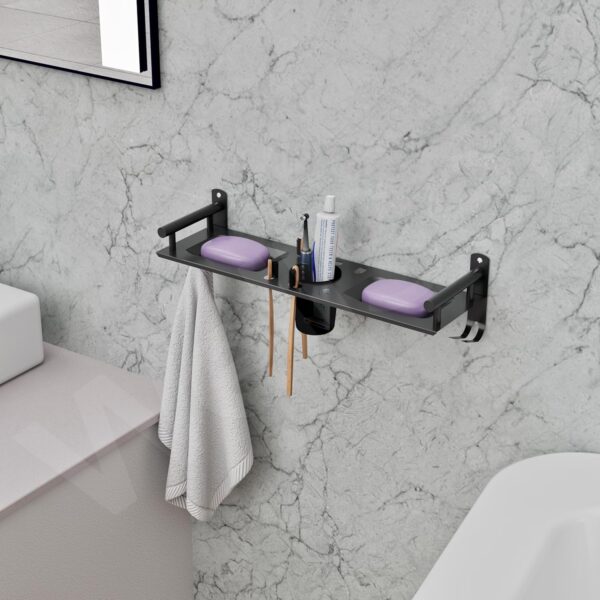 1775256942_Multipurpose-1-Layer-Bathroom-Rack-Double-Soap-Dish-Tumbler-Holder-Tooth-Brush-Holder-Bathroom-Accessories.jpg Multipurpose 1 Layer Bathroom Rack | Double Soap Dish | Tumbler Holder | Tooth Brush Holder | Bathroom Accessories