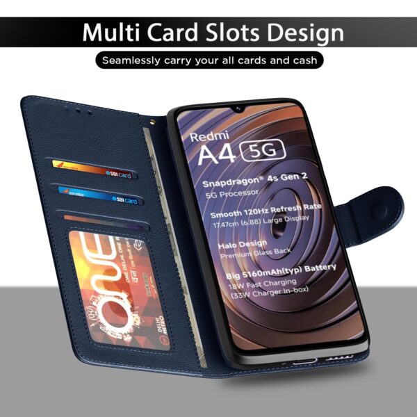 1775258386_Pikkme-Flip-Cover-Leather-Finish-Inside-TPU-with-Card-Pockets-Wallet-Stand-and-Shock-Proof-Complete-Protection-Flip-Case-for-Redmi-A4-5G-Redmi-14C-5G-Poco-C75-5G-Blue.jpg Pikkme Flip Cover Leather Finish | Inside TPU with Card Pockets | Wallet Stand and Shock Proof | Complete Protection Flip Case for Redmi A4 5G / Redmi 14C 5G / Poco C75 5G (Blue)