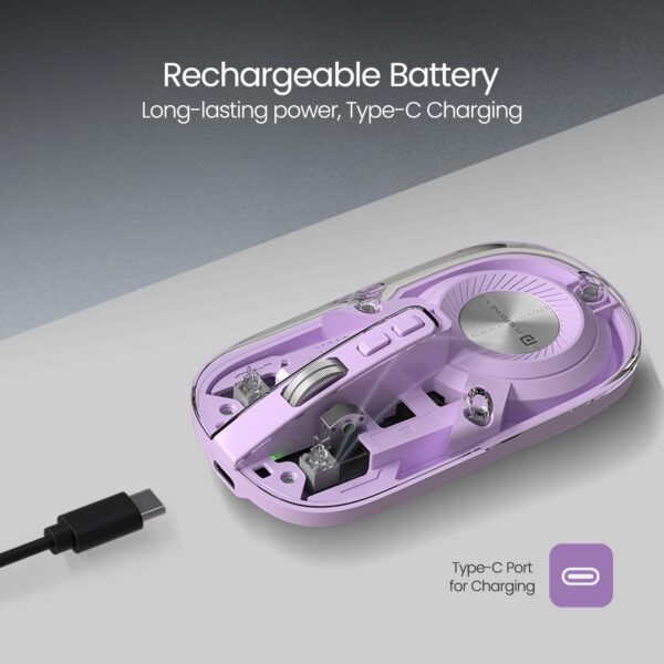 1775262241_Portronics-Toad-8-Transparent-Wireless-Bluetooth-Mouse-with-Dual-Wireless-BT-2.4-GHz-Rechargeable-Battery-Noise-Free-Clicking-ShowHide-Desktop-Multi-Device-Pair-Adjust-Sensitivity-Purple.jpg Portronics Toad 8 Transparent Wireless Bluetooth Mouse with Dual Wireless (BT + 2.4 GHz), Rechargeable Battery, Noise-Free Clicking, Show/Hide Desktop, Multi-Device Pair, Adjust Sensitivity (Purple)