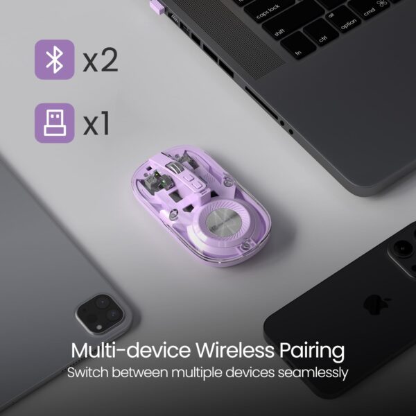 1775262242_Portronics-Toad-8-Transparent-Wireless-Bluetooth-Mouse-with-Dual-Wireless-BT-2.4-GHz-Rechargeable-Battery-Noise-Free-Clicking-ShowHide-Desktop-Multi-Device-Pair-Adjust-Sensitivity-Purple.jpg Portronics Toad 8 Transparent Wireless Bluetooth Mouse with Dual Wireless (BT + 2.4 GHz), Rechargeable Battery, Noise-Free Clicking, Show/Hide Desktop, Multi-Device Pair, Adjust Sensitivity (Purple)