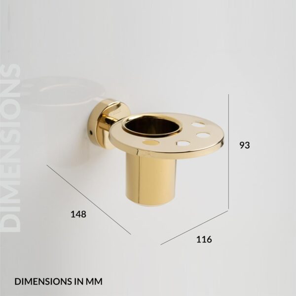 Aquarium Bath Tumbler & Cup Holder for Bathroom, Kitchen | Made with Stainless Steel 304 | PVD Rose Gold Finish | Ideal Bathroom Accessories for Home | Ruby (Gold)