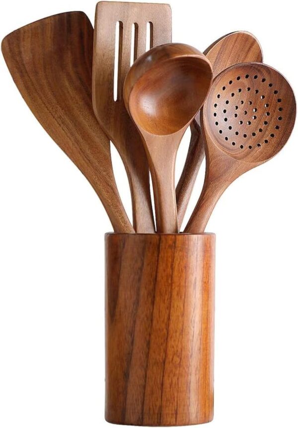 1775267143_CERAMIC-Wooden-Spoons-For-Cooking-6-Piece-Organic-Bamboo-Utensil-Set-With-Holder-Wood-Kitchen-Utensils-Spatula-Spoon-For-High-Heat-Stirring-In-Nonstick-Pots-Pans-Quality-Dark-Brown.jpg CERAMIC Wooden Spoons For Cooking 6 Piece Organic Bamboo Utensil Set With Holder Wood Kitchen Utensils Spatula Spoon For High Heat Stirring In Nonstick Pots & Pans Quality (Dark Brown)