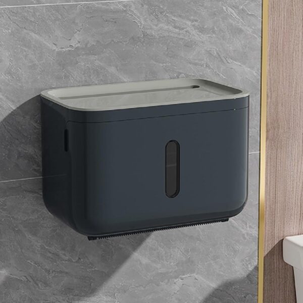 Self Adhesive Toilet Paper Holder for Bathroom with Mobile Stand, Wall Mounted Tissue Paper Holder, Toilet Paper Roll Holder for Bathroom, Bathroom Accessories (Navy Blue)