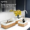 Lifelong Bathroom Organiser | 3 - Bamboo Makeup Basket, Countertop, Perfume Shelf & Water-Resistant Tray for Toiletries | Elegant & Functional Storage Solution for Counter & Table Accessories
