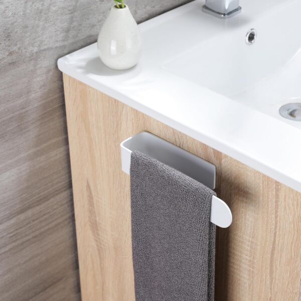 OrganizeMee (Self Adhesive) Napkin & Towel Holder for Hand Basin Towels, Washbasin Bathroom Hanger, Kitchen Sink Napkin Holder Accessories Rack Stand Without Drilling Cloth Hangers (White)