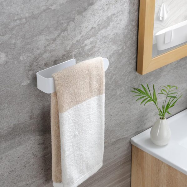 OrganizeMee (Self Adhesive) Napkin & Towel Holder for Hand Basin Towels, Washbasin Bathroom Hanger, Kitchen Sink Napkin Holder Accessories Rack Stand Without Drilling Cloth Hangers (White)