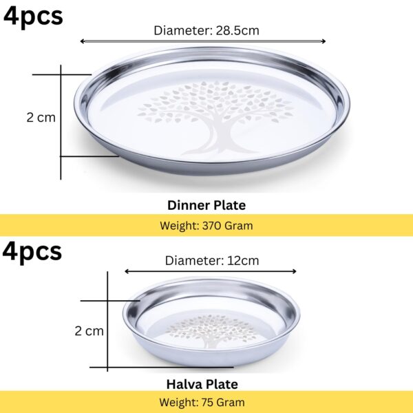 1775286625_Limetro-Steel-Stainless-Steel-Dinner-Set-for-4-Persons-Complete-Indian-Thali-Set-with-Plates-BowlsKatori-Glass-Spoon-Fork-Tree-Design-Steel-Dinnerware-for-Home-Set-of-33-Serves-4.jpg Limetro Steel Stainless Steel Dinner Set for 4 Persons | Complete Indian Thali Set with Plates, Bowls/Katori, Glass, Spoon & Fork | Tree Design Steel Dinnerware for Home (Set of 33- Serves 4)