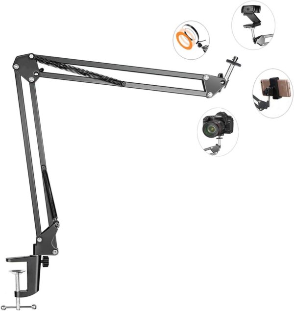 1775294185_MountPro-K10-Overhead-Video-Stand-for-Phone-with-Adjustable-Lazy-Arm-360°-Rotating-Metal-Desk-Clamp-Stand-for-Video-Recording-Streaming-Cooking-Craft-Art-Desk-Content-Creation-Black.jpg MountPro K10 Overhead Video Stand for Phone with Adjustable Lazy Arm, 360° Rotating Metal Desk Clamp Stand for Video Recording, Streaming, Cooking, Craft, Art, Desk & Content Creation (Black)