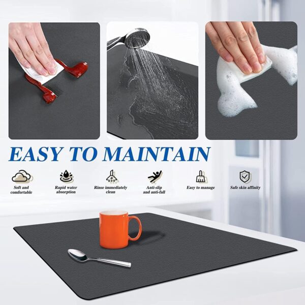 AERYS 30 x 50 cm Dish Dry Mat | Microfiber Home Drying Mat | Reversible Mat | Kitchen Absorbent Mat for Kitchen, Home, Office and Laundry | (1, 30 x 50 cm)