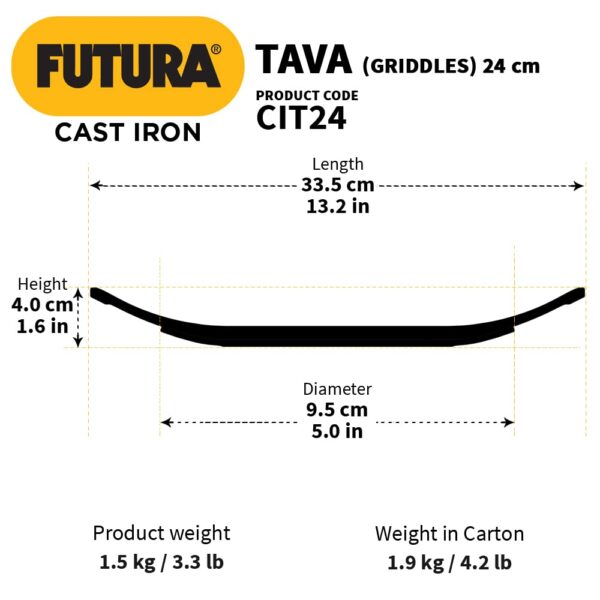 1775306683_Hawkins-Futura-24-cm-Cast-Iron-Tava-Cast-Iron-Tawa-for-Roti-Cast-Iron-Cookware-for-Kitchen-Black-CIT24.jpg Hawkins Futura 24 cm Cast Iron Tava, Cast Iron Tawa for Roti, Cast Iron Cookware for Kitchen, Black (CIT24)