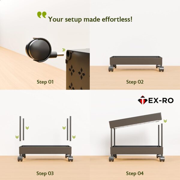 TEX-RO Plastic Storage Rack for Bedroom/Shelf for Bedroom/Bathroom Storage Rack/Trolley for Kitchen Storage/Multipurpose Storage Rack (Black, 2 Layer)