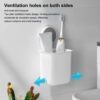 Wall Mounted Storage Organizer with Adhesive Hooks – Multifunctional Space-Saving Bathroom & Office Storage for Makeup, Pens, Toothbrush & Accessories (1, White)