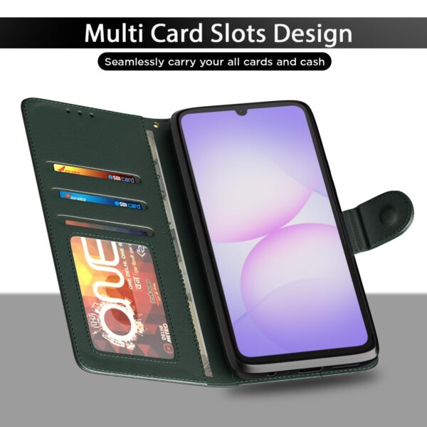 1775317407_Pikkme-Flip-Cover-for-Samsung-Galaxy-F70e-5G-M07-F07-A07-A07-5G-Leather-Finish-Card-Slots-Wallet-Stand-Shockproof-Protection-Flip-Case-Green.jpg Pikkme Flip Cover for Samsung Galaxy F70e 5G | M07 | F07 | A07 | A07 5G | Leather Finish | Card Slots | Wallet Stand | Shockproof Protection Flip Case (Green)