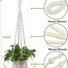 Aster Macrame Plant Hangers, Unique Designs,Handmade Cotton Rope Hanging Planters Flower Pots Holder Stand, for Indoor Outdoor Boho (POTS NOT Included) (White Set of 2)