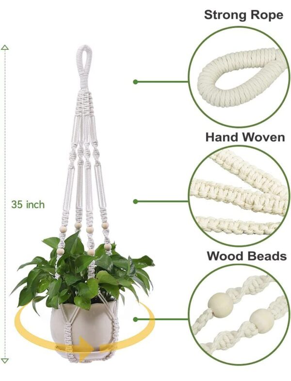 Aster Macrame Plant Hangers, Unique Designs,Handmade Cotton Rope Hanging Planters Flower Pots Holder Stand, for Indoor Outdoor Boho (POTS NOT Included) (White Set of 2)