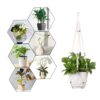 Aster Macrame Plant Hangers, Unique Designs,Handmade Cotton Rope Hanging Planters Flower Pots Holder Stand, for Indoor Outdoor Boho (POTS NOT Included) (White Set of 2)