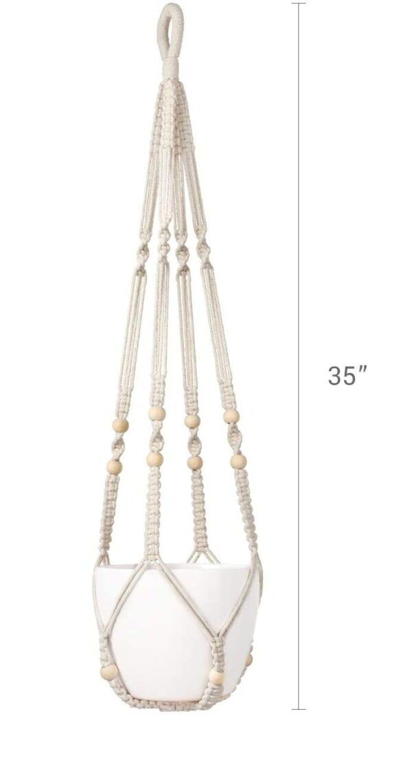 Aster Macrame Plant Hangers, Unique Designs,Handmade Cotton Rope Hanging Planters Flower Pots Holder Stand, for Indoor Outdoor Boho (POTS NOT Included) (White Set of 2)