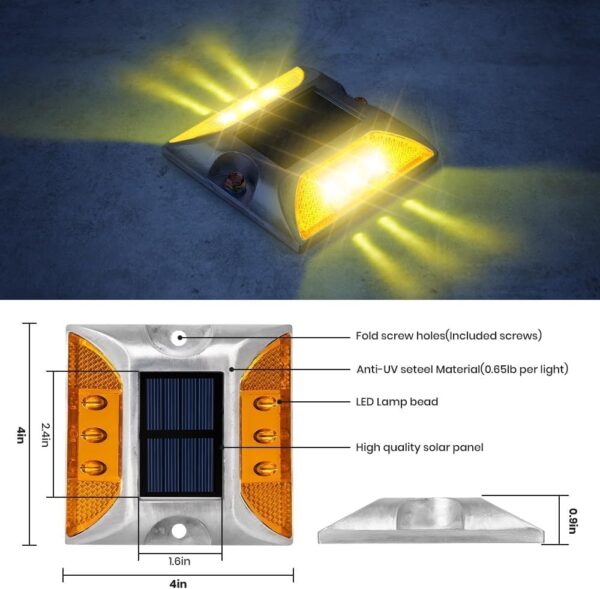 1775324291_kh-Solar-Road-Stud-Light-Road-Reflector-Waterproof-6-LED-Solar-Powered-Blinker-for-Anti-diecast-Aluminum-Deck-Lights-for-Driveway-Dock-Markers-Step-Staircase-Garden-Pack-of-4.jpg kh Solar Road Stud Light Road Reflector Waterproof 6 LED Solar Powered Blinker for Anti-diecast Aluminum Deck Lights for Driveway, Dock, Markers, Step, Staircase, Garden (Pack of 4)