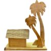 Awesome Assam Handicrafts Collection- Self-Standing Solid Wood & Bamboo Showpiece/Decor Item- Village Hut, 21cm H x 18cm W x 6cm D (Maroon, Yellow & Other)